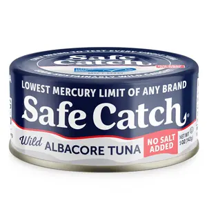 Safe Catch Canned Lowest Mercury Limit Albacore Tuna Fish No Salt Added, Wild Caught, Gluten-Free, Kosher, Whole30 Approved, Keto, 5oz Can