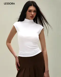 LESSORA Women's Sleeveless Turtleneck Top