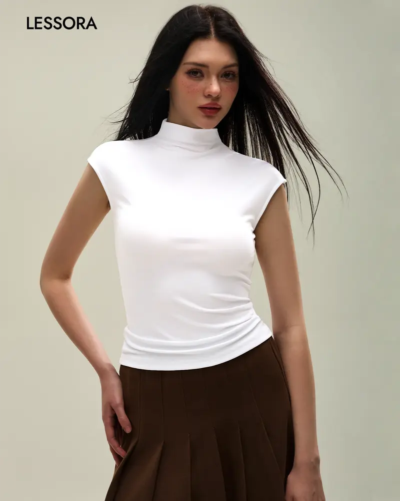 sleeveless turtleneck shirt - TikTok Shop