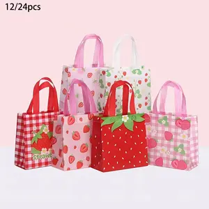 Strawberry Theme Party Favor Bags, Perfect for Birthday Parties and Spring Summer Gatherings, Gift Packaging Supplies