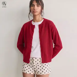 AUTOMET Women's Cropped Knit Cardigan - Soft Lightweight Cotton Fabric, Basic Open-Front Long-Sleeve Top, Ideal for Y2k 2025 Fall Casual Outfits  knitwear