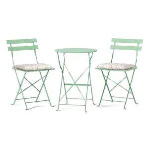 Outvita Outdoor Folding Bistro Table and Chairs Set of 2, 3-Piece Bistro Set with Premium Steel Frame and Comfortable Cushions for Patio, Balcony, Garden, Porch, Yard Summervibes
