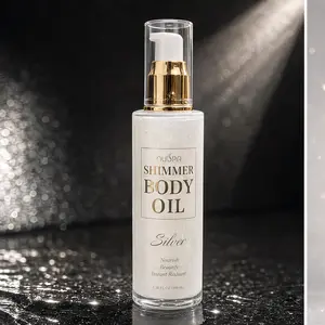 Silver Shimmer Body Oil – Lightweight, Fast-Absorbing, Instant Radiant Glow, 100ml / 3.38 oz