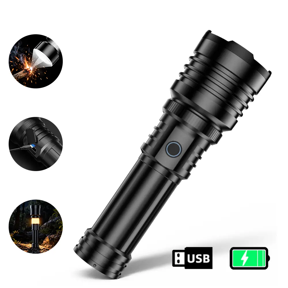 LED Flashlights High Lumens with lgnition Lens,5000 mAh Super Bright Rechargeable Flashlight,Zoomable,5 Modes,Waterproof Tactical Flash Light for Camping Essentials, Outdoor and Home, Gift TikTokShopFallDealsForYou