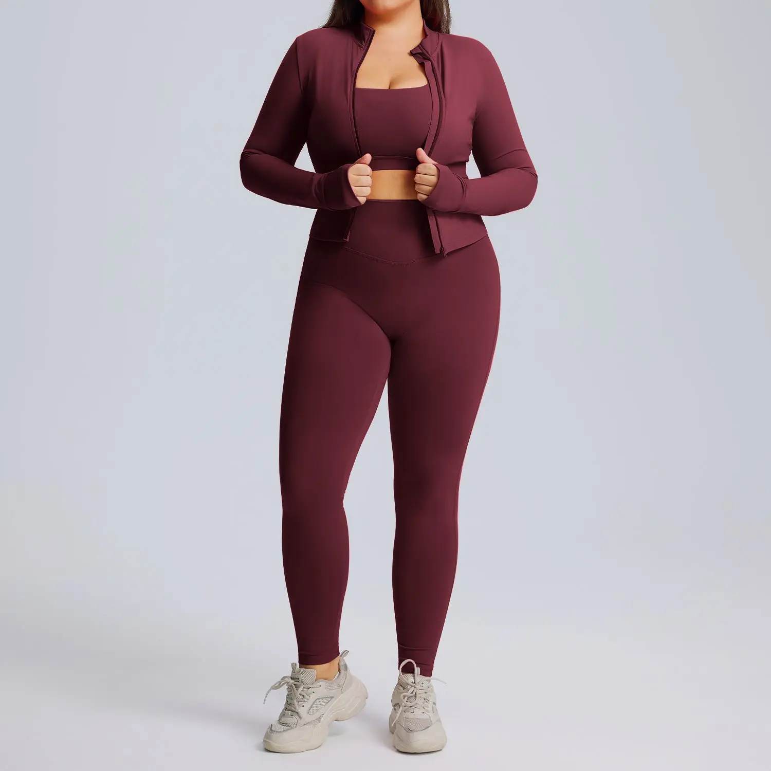 Bra + jacket + trousers - Bordeaux red