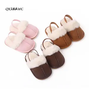 Fluffy Baby Slides Slippers Soft Plush Warm Non Slip House Shoes for Toddlers Boys Girls Winter Indoor Outdoor