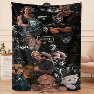 COD-Ghost Style Flannel Blanket | Warm, Skin-Friendly, Multipurpose for Living Room and Bedroom, Ideal for Holidays and Special Occasions, Portable and Foldable, Machine Washable,