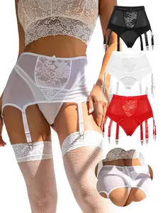 Garter Belt for Women Mesh Suspender Belt with 6 Vintage Strap Garter Belts for Thigh High Stockings XS-4XL