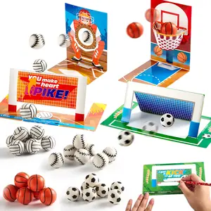 28Pcs Soccer Football Volleyball Basketball with Kids Valentines Cards 2025 Valentine Exchange Cards Valentine's Day Gifts for Kids