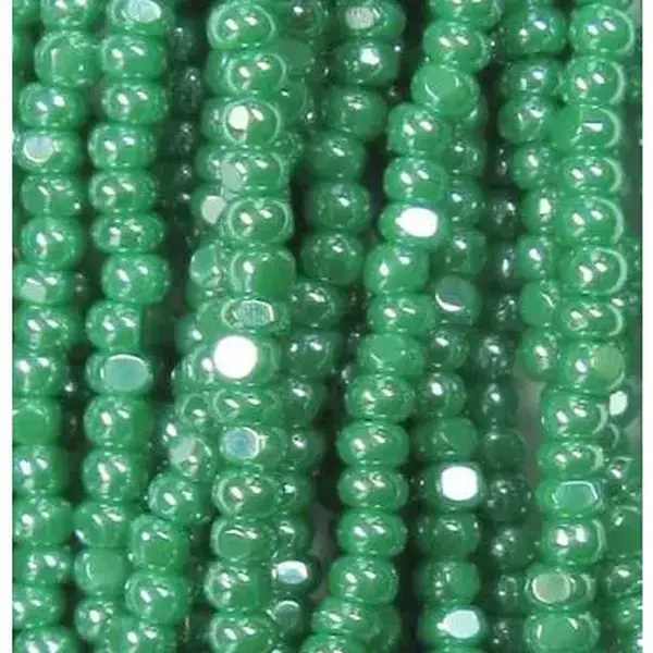 Czech Preciosa Charlotte Cut Hank 11/0 Green Opaque Luster Seed Beads