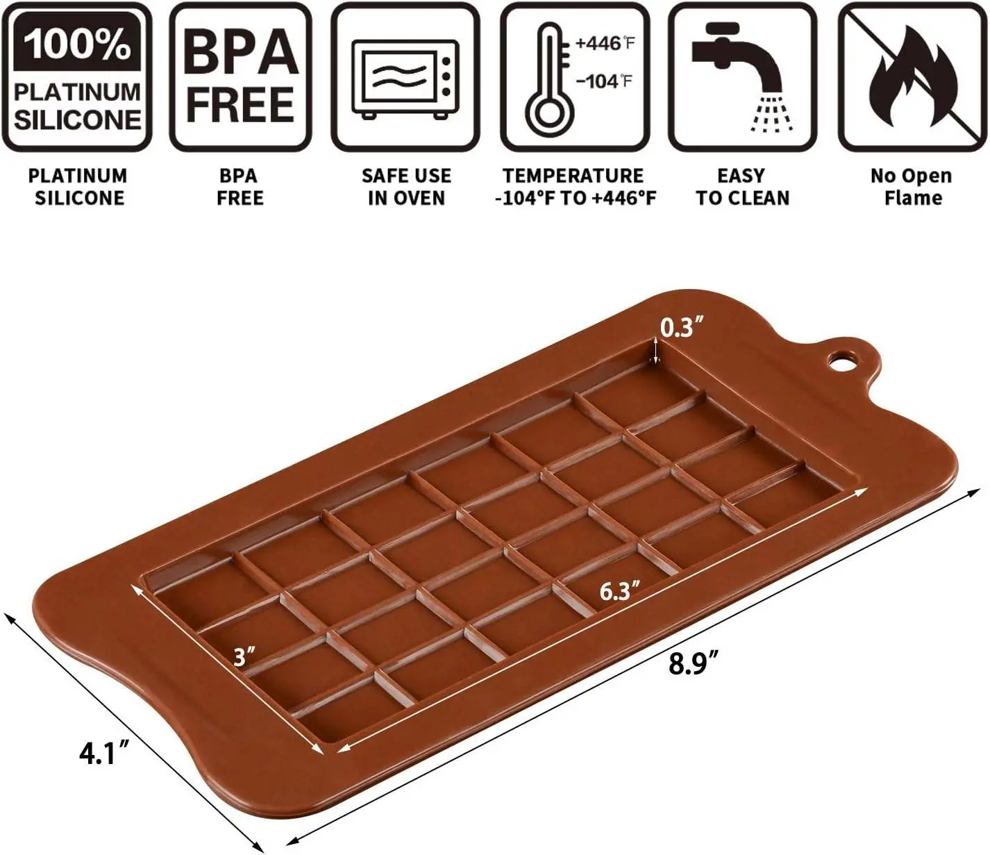 3oz Silicone Baking Molds Set - Baking Pan, BPA-Free Food-Grade Non-Toxic, Flexible, Heat & Cold Resistant, Oven-Safe, Easy Release for Chocolate Bars, Cake Crafting