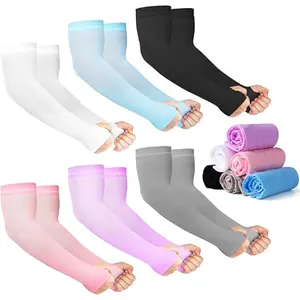 12 Pairs UV Sun Protection Arm Sleeves for Men & Women – Cooling Compression Sleeves with Thumb Hole for Sports, Driving, Cycling, Fishing, Golf