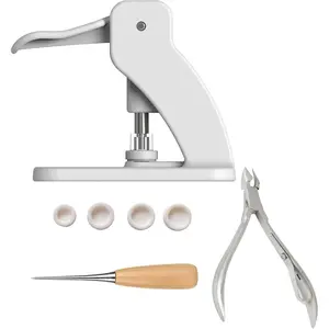 No-Sew Snap Button Fastener Hand Press Machine, Pressbutton Installation Tool with 1pcs Awl, 1pcs Removal Plier and Dies in 4 Sizes for Snap Setting