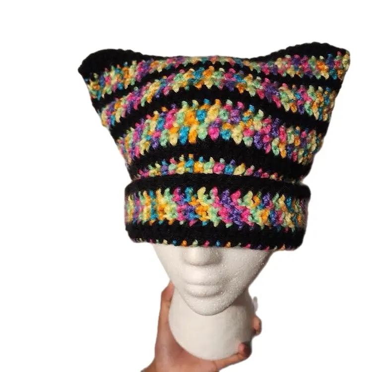 Crochet Spring Cat Beanie Handmade Hat