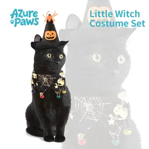 "Spider-Skull Hat & Cape Set" – Adjustable Velcro Halloween Costume for Cats & Small Dogs, Lightweight Photo-Prop Cape, 3-Pc Mix-and-Match Trick-or-Treat Outfit