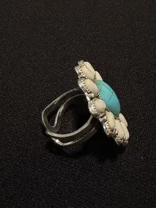 Western Turquoise Floral Adjustable Ring