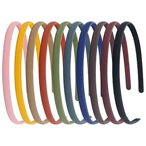 10 Pieces Wide 0.8cm/0.3" Solid Plain Blank Thin Matte Plastic Headbands with Teeth DIY Craft Sports Hair Bands Accessories for Women Men Girls Teens Kids