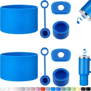 8 Piece Accessories for Stanley Cup, Silicone Spill Proof Stopper Set and Protective Boot Including Straw Cover Cap for Stanley H2.0 20oz 30oz 40oz Tumbler, Azure