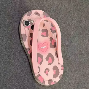 (Case & Nova.) Funny Leopard Print Flip Flop Phone Case, Cute 3D Novelty Protective Cover for iPhone 16 Pro Max,15, 14, 13, 12, 11, XSMAX Prank Friends