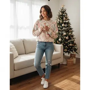 Women's Christmas Nutcracker Print Oversized Long Sleeve Sweatshirt - Casual Fashion Pullover for Spring Autumn Seasons, Cozy Fleece Material, Comfortable Loose Fit, Holiday Themed Design, Perfect for Daily Wear and Christmas Parties