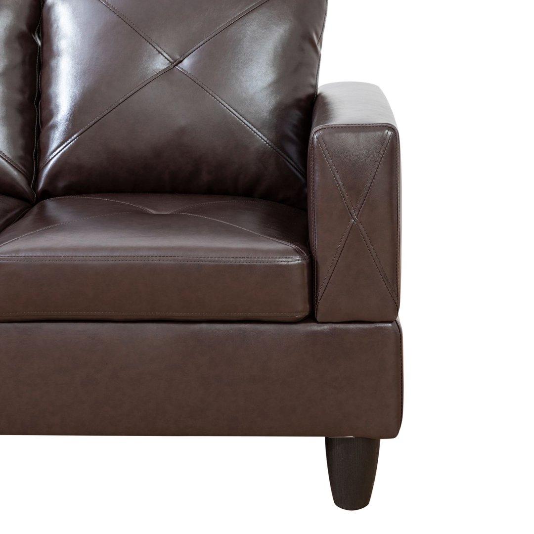 Brown Faux Leather 3-Piece Couch Living Room Sofa Set