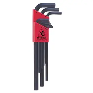 212 MAIN Bondhus 116-12199 Steel Hlx Metric Chamfered L-Wrench Set, 1.5-9mm Hex Wrenches with Handle, Chamfer Tips and L-Handle Grip Compatibility