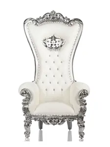 Vintage "Crowned Lenox" Shellback Throne Chair (White/Silver)