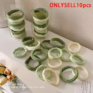 10pcs High elasticity and durability of hair ties, rubber bands, high ponytail hair bands, leather covers and headwear