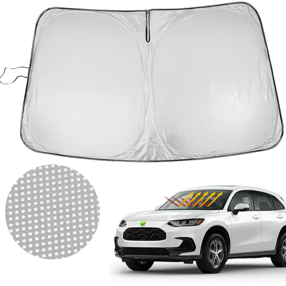 Windshield Sun Shade for Honda HR-V 2016-2026 Custom Fit 240T Reflective Fabric Double Layer Foldable Sun Visor, 99% UV Blocker Silver Black Car Sunshade
