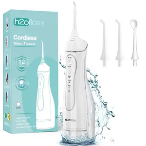 h2ofloss Water Dental Flosser Teeth Pick: Portable Cordless Oral Irrigator 300ML Rechargeable Travel Irrigation Cleaner IPX7 Waterproof Electric Flossing Machine for Teeth Cleaning C102W