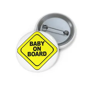 Baby on Board Pin Button - White