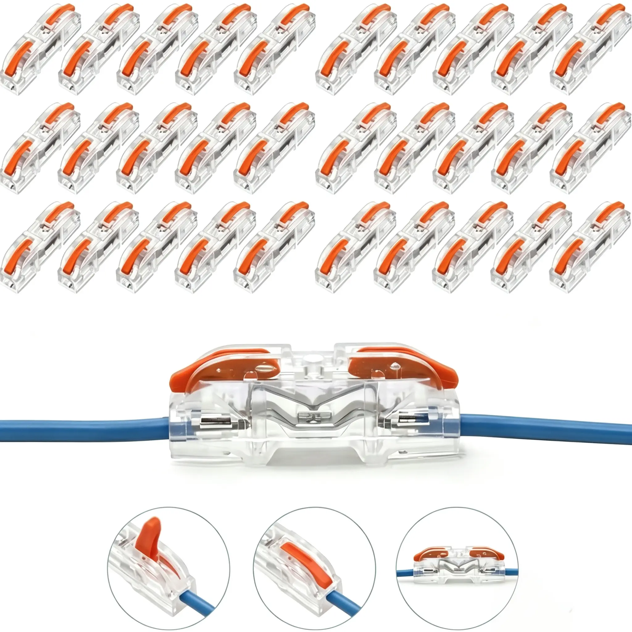 Quick Splice Solderless Wire Connectors - No Stripping, Fast Plug-In, Secure Lock, Durable, DIY Modular Easy Assembly for LED Strips, Home Wiring, Quick Splice Connectors, Solderless Connectors