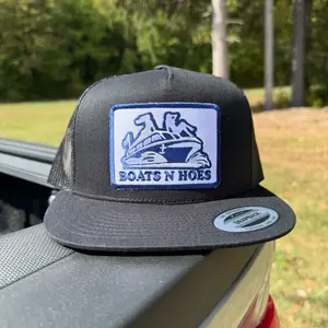 Boats N Hoes White and Black Snapback Hat