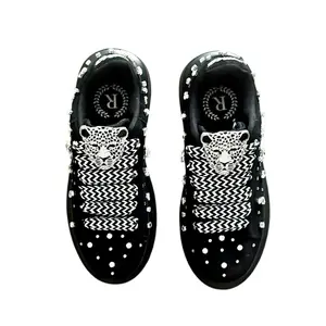 Royal Diamond Instincts Platform Sneakers - Black with White & Silver Studs Platform Sneakers
