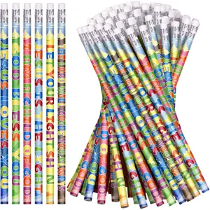 72 Pieces 6 Styles Assorted Colors Bible Verses Pencils with Inspirational Scripture, Easter Pencils for Back to School Teachers
