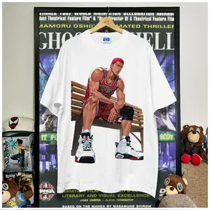 Slam Dunk Sakuragi Hanamichi Vintage Graphic Print Men's Round Neck Tee, Casual Short Sleeve T-shirt for Summer, Fashion Men's Top for Daily Wear Menswear Crewneck