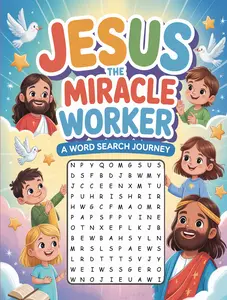 Jesus The Miracle Worker A Word Search Journey: Discover 30+ Miracles of Jesus in the Bible | A Faith-Inspired Bible Word Search For Kids | Sunday School Gift for Kids and Families with Rosary and pencils