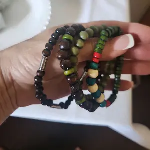 boho, wooden, and beaded bracelets