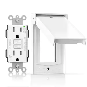 15A GFCI Outlet with Weatherproof Cover & Wall Plate,Tamper-Resistant & Weather Resistant Self-Test Electrical Outlet for Bathroom, Kitchen, Outdoor, UL Listed, Matte White, 1 Pack