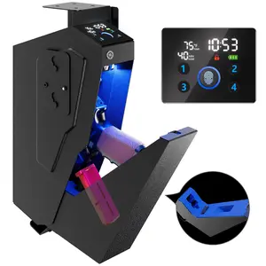 Quick Access Biometric Mounted Safe, Drop-Down Nightstand Safe, for Nightstand, Bed Side, Wall,Truck - Auto Open Hidden Gun Safe-with Fingerprint Mechanical