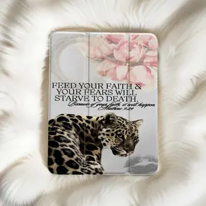 Elegant, stylish, and cute leopard Bible verse pattern anti-drop tablet case, with pen slot and foldable design,Suitable for iPad Mini, Air, Pro 4,5,6,7(2017,2018,2019,2020,2021,2022,2023,2024,2025 models),and Samsung S6,7,8,9,10FE + A7 LTE tablet cases