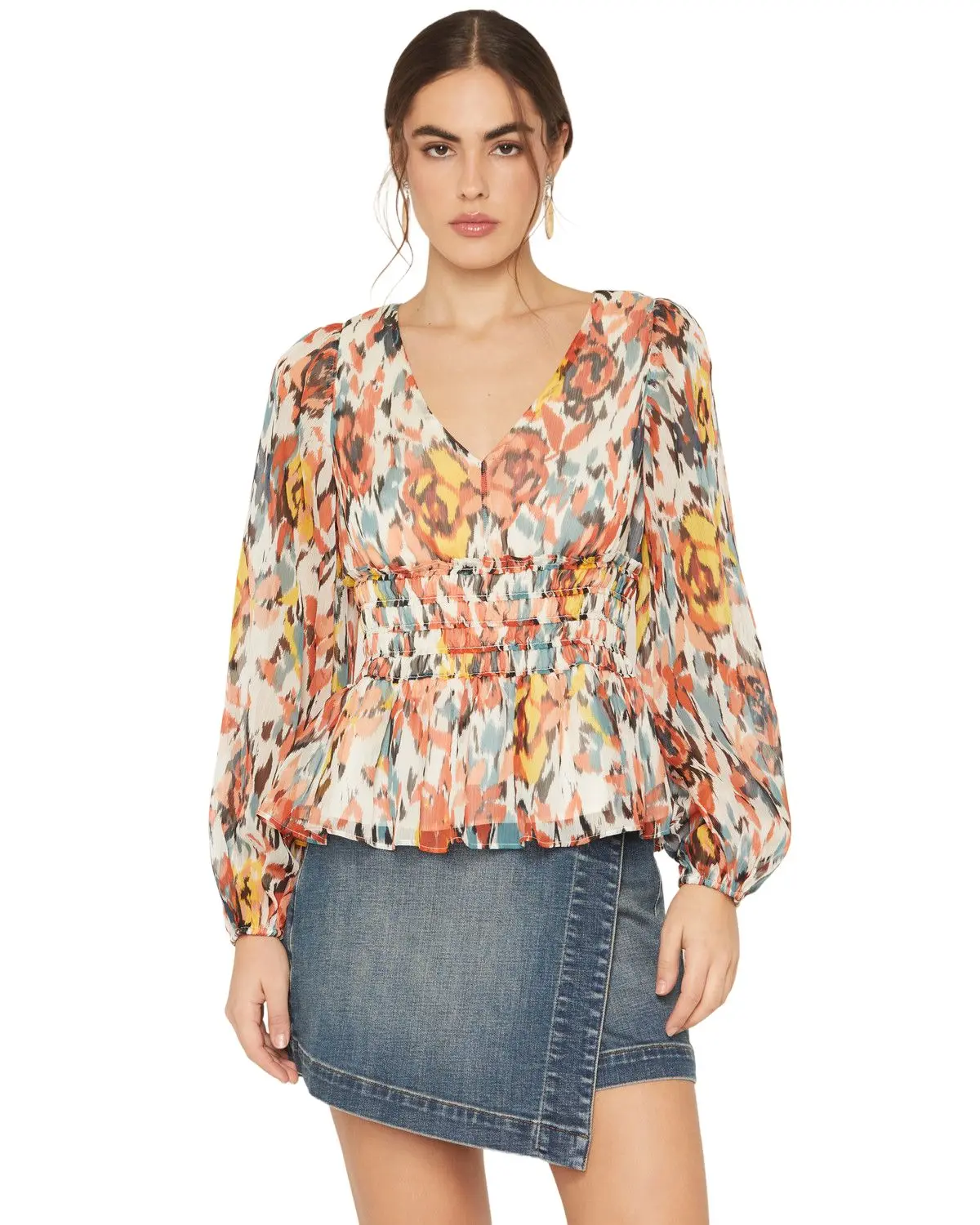Shyanne Women's Women'S Floral Print Long Sleeve Top - Swsp26w9-Crm