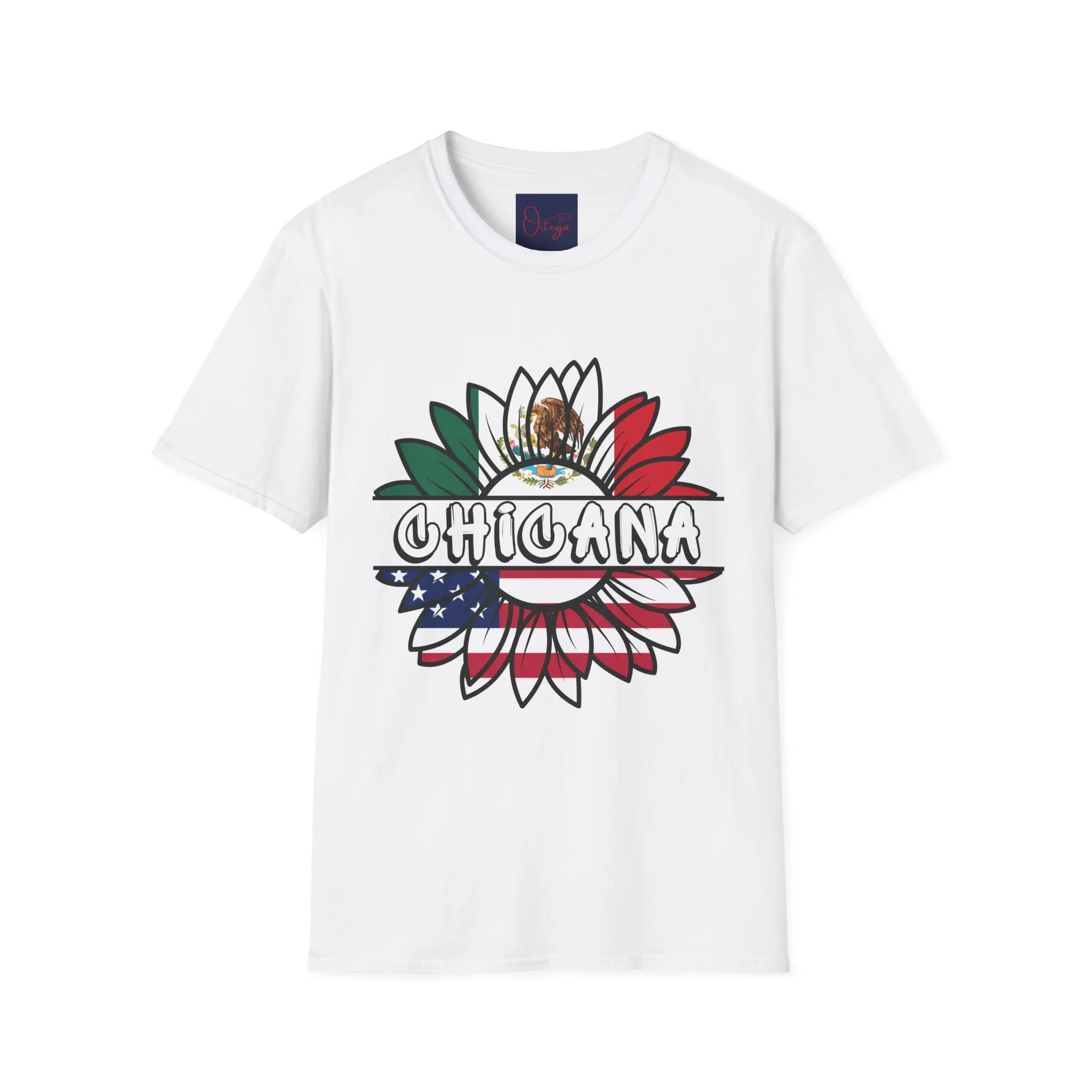 Chicana Flower Unisex Softstyle T-Shirt, Mexican American Tee, Chicano Floral Shirt, Ethnic Heritage Clothing, Hispanic Pride Gift