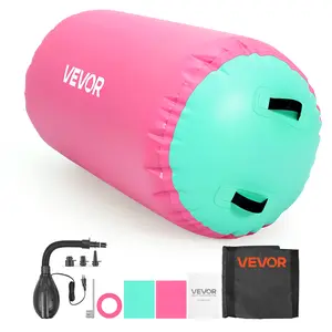 【SummerFinds】VEVOR Gymnastics Barrel Air Roller 23.6x40 in Inflatable Tumbling Air Mat, Octagon Tumbler Trainer with Electric Pump, Equipment for Back Handspring Training/Home Use/Gym/Yoga/Cheerleading, Pink