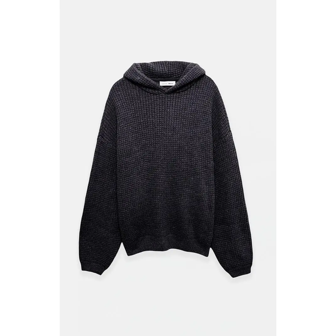 Fear of God ESSENTIALS Men's Vintage Black Heavy Waffle Knit '90s Hoodie