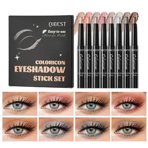 Eye Shadow Pen Set 8-Piece Eyeshadow Stick Set Long-Lasting Flawless Natural Highlighter Fine Glitter High-Light Suitable for Beginners One Swipe Form Makeup Glitter Eyeshadows