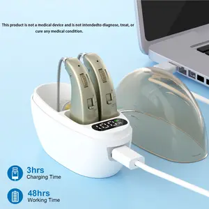 One set with charging bin Personal Chargeable HearingAmplifier, Polymer Lithium Battery, Compact ear-Hanging Design, easy to carry, easy to operate, worn byleft and right ears, suitable for adult Sound AmplifierHeadphones!