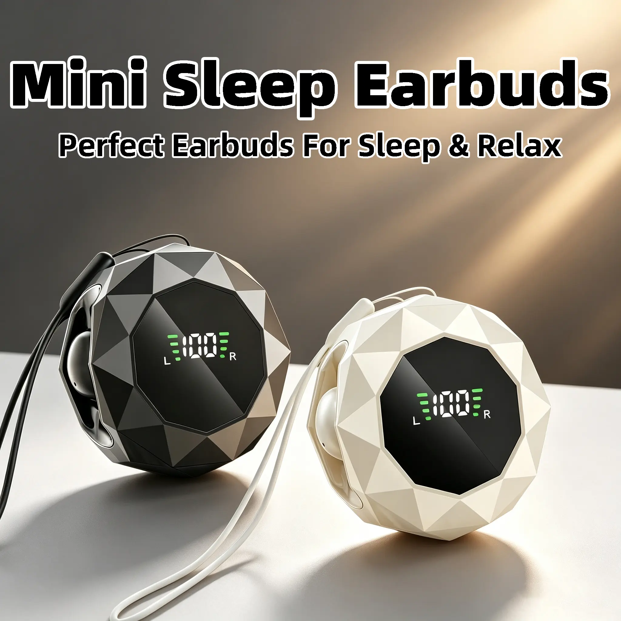 Mini Sleep Bluetooth Earbuds - Ultra-Light Single Ear Cavity Design, Edgeless Silicone Wrapping for No Ear Pressure During Side Sleeping, Pocket-Portable Noise-Blocking Audio Device with Stereo Audio & Charging Function, Active Cancel