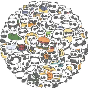 Cartoon Panda Pattern Sticker, 100pcs/set Cute Animal Panda Aesthetic Waterproof Vinyl Decal, Decorative Sticker for Laptop Skateboard Water Bottle Phone Case, Ornaments