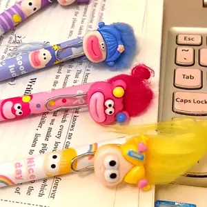 1Pc Funny hair gel pen, creative sticky design, DIY hairstyle, 0.5mm, fine tip, quick drying, school supplies, kawaii stationery, school colors, stationery, writing pen, with free rubber band